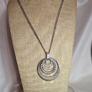Global & Vine Elegant Silvertone Layered Necklace